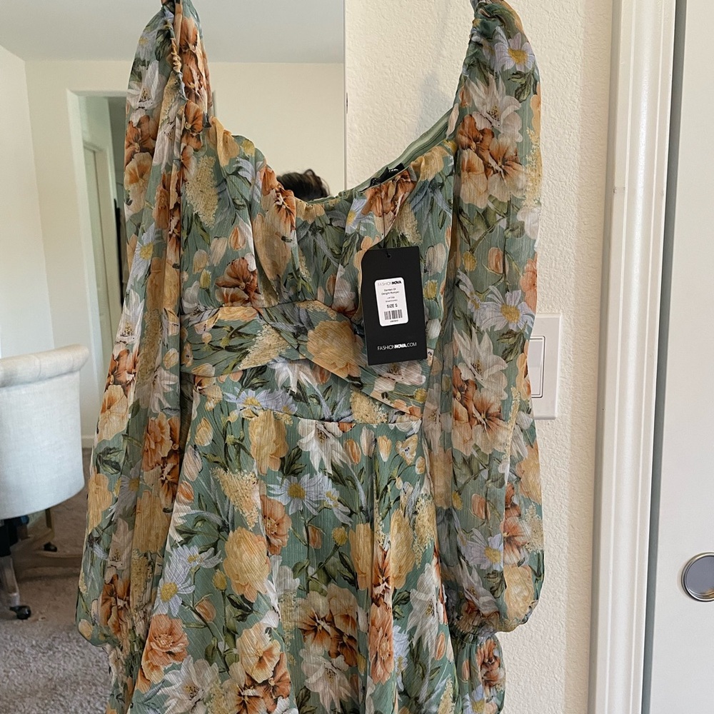 SOLD - Green floral romper